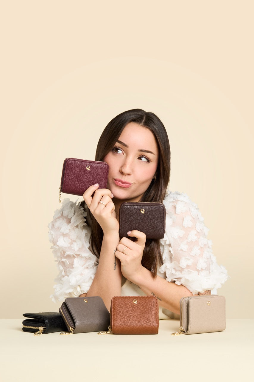 Portefeuille Aura grainé - dark expresso