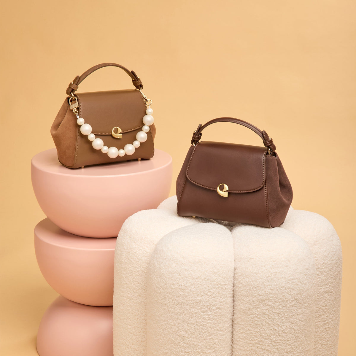 Sac Aura Précieuse - Suede camel